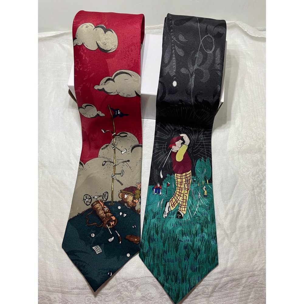 Golf Ties Mens Balancine Hot Cakes A. Rogers Novelty Golfing Neckties Set